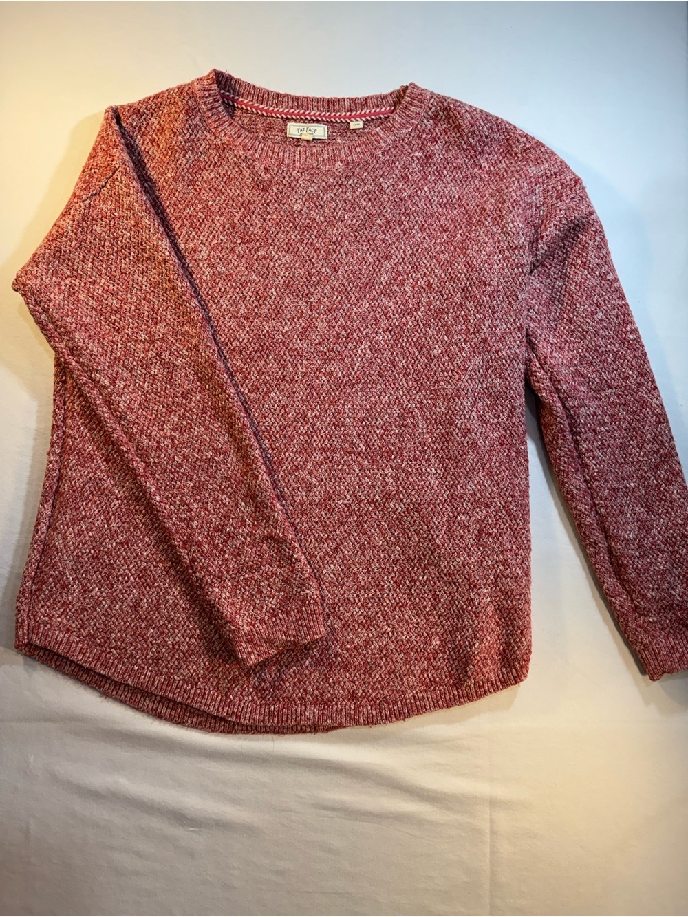 Fat Face Red and Cream Marled Crewneck Sweater